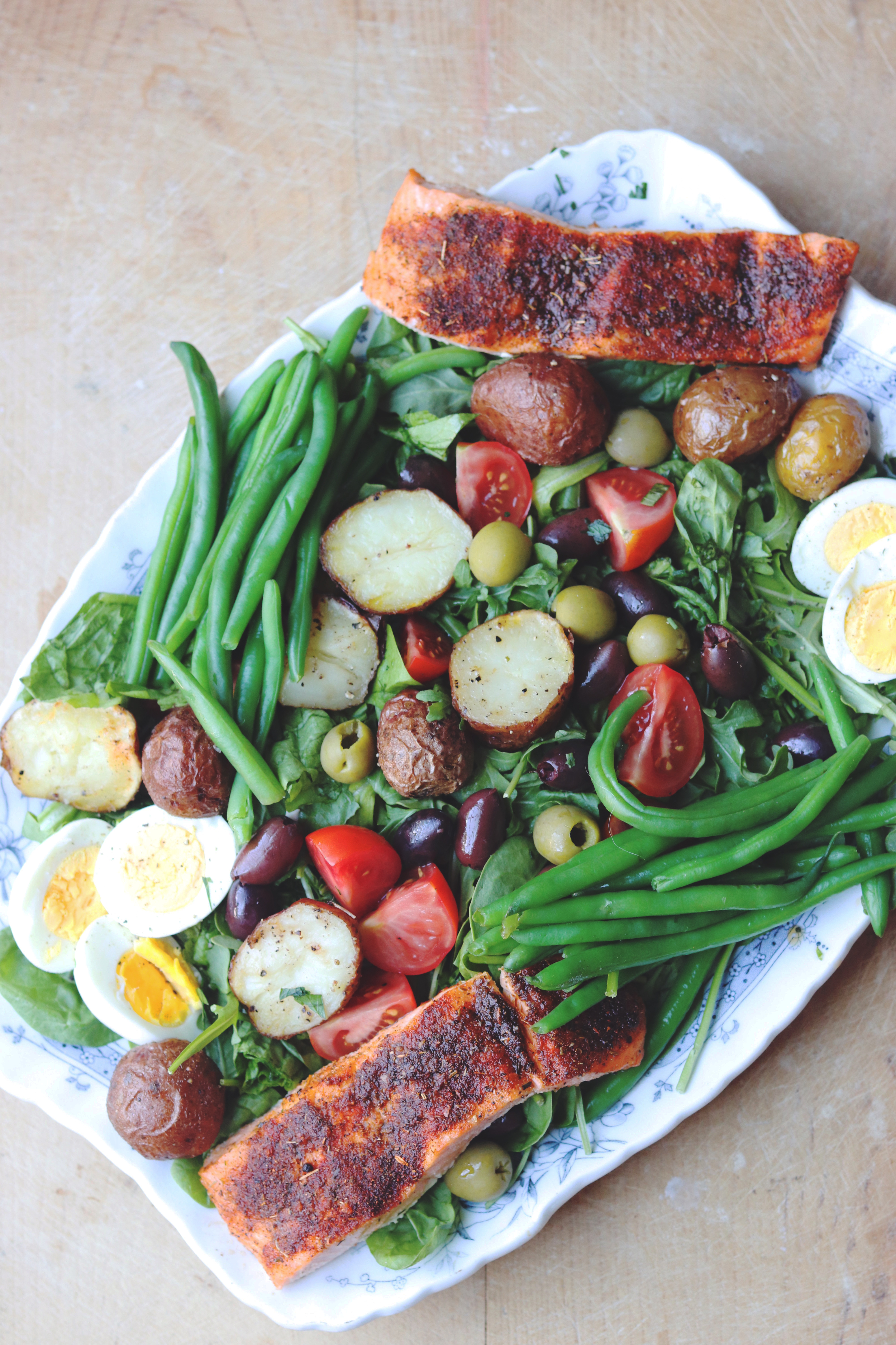 Grilled Salmon Nicoise Salad - Healthy Mama Cooks